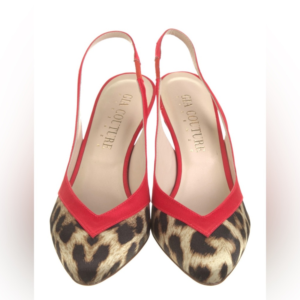 Brand new (NWOT) Gia Couture by Gia Borghini Satin Animal Print Slingback Pumps.